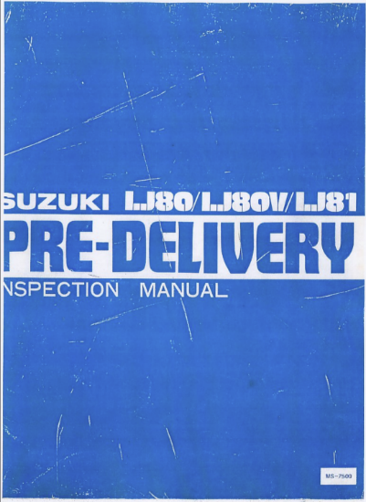 Picture of Suzuki LJ80 Pre Delivery Manual PDF